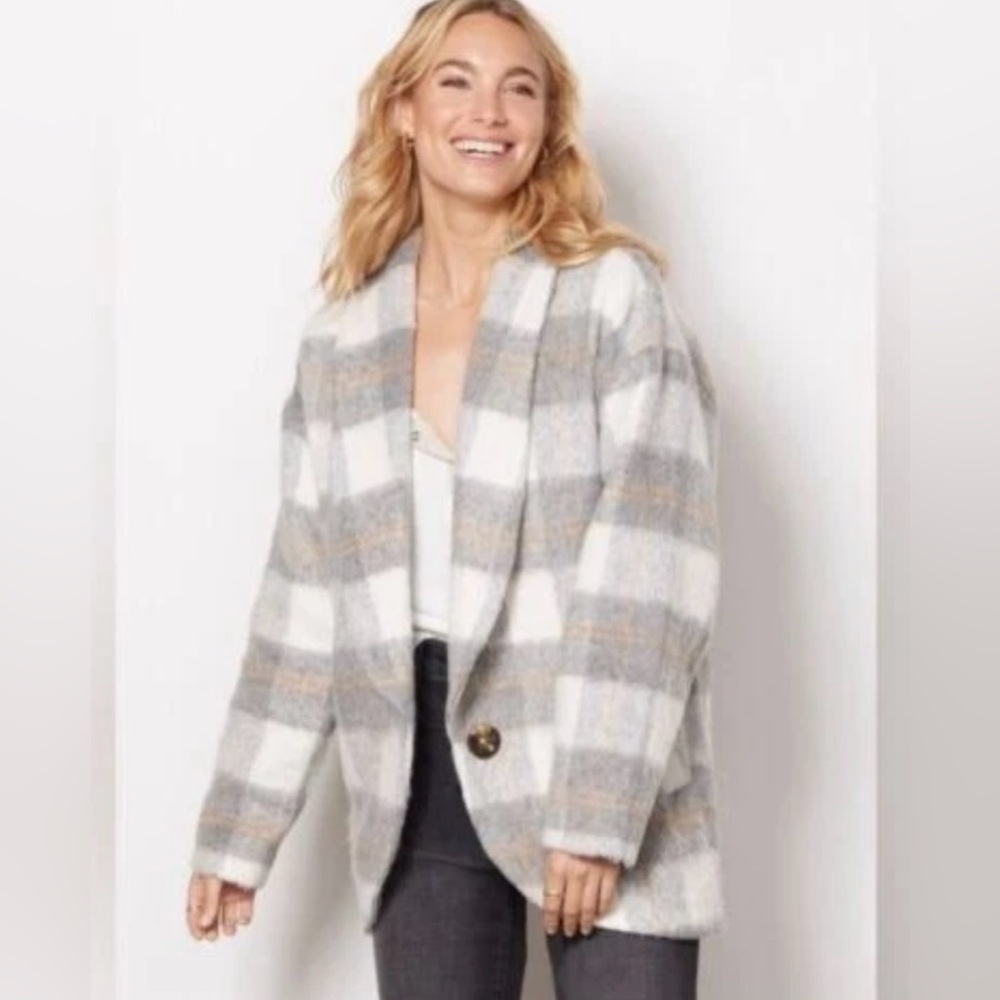 Evereve oversized Selene plaid jacket